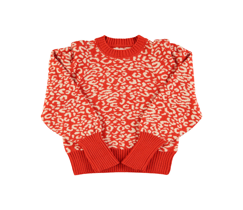 Der Sisters Department Strickpullover, Animalprint, Rot-Ecru setzt ein modisches Statement