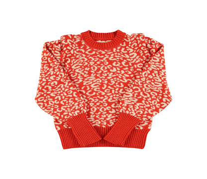 Der Sisters Department Strickpullover, Animalprint, Rot-Ecru setzt ein modisches Statement