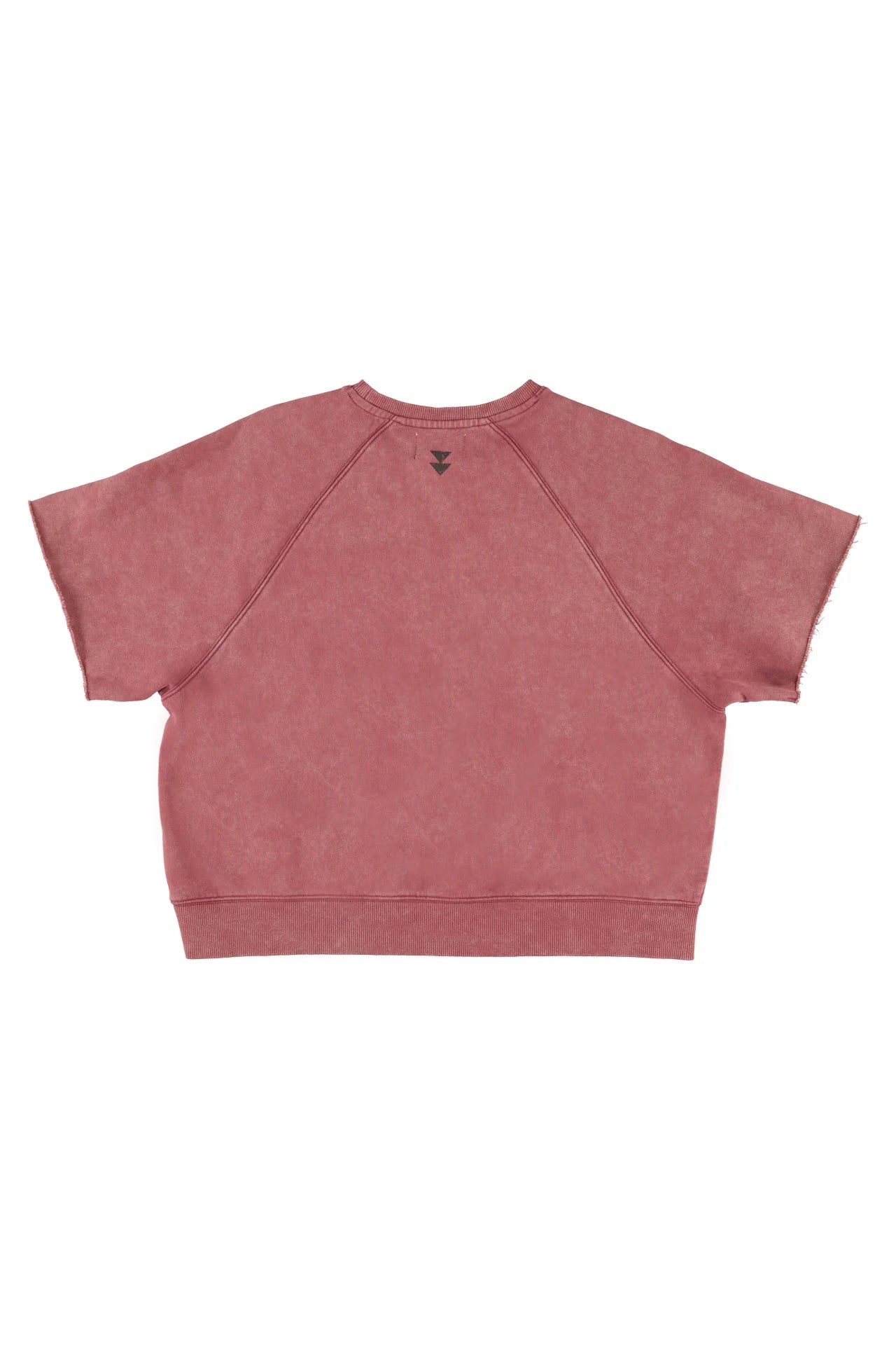 Rückansicht des Kurzarm-Sweatshirts Sisters Dept Bordeaux von Sisters Department mit Logo-Print