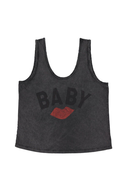 Sisters Department  Sleeveless Top mit V-Ausschnitt und Print Baby &amp; Rote Lippen