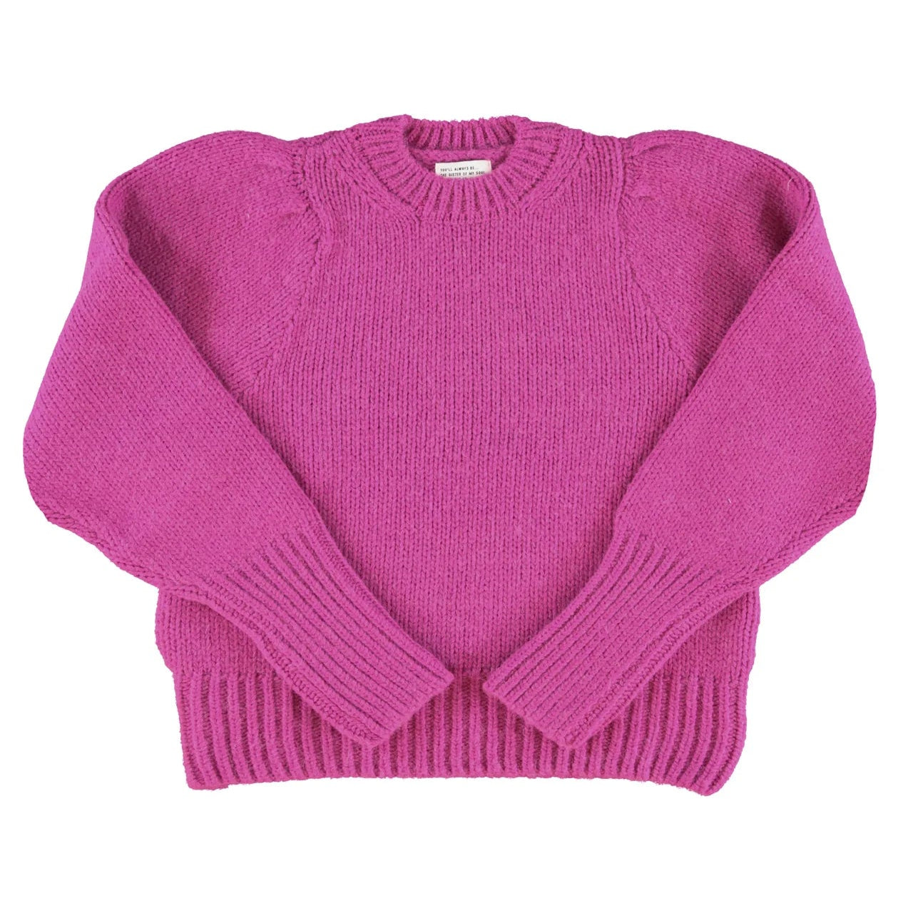 Strickpullover Soft Knit Fuchsia von Sisters Department mit Rundhalsausschnitt und betonter Schulterpartie