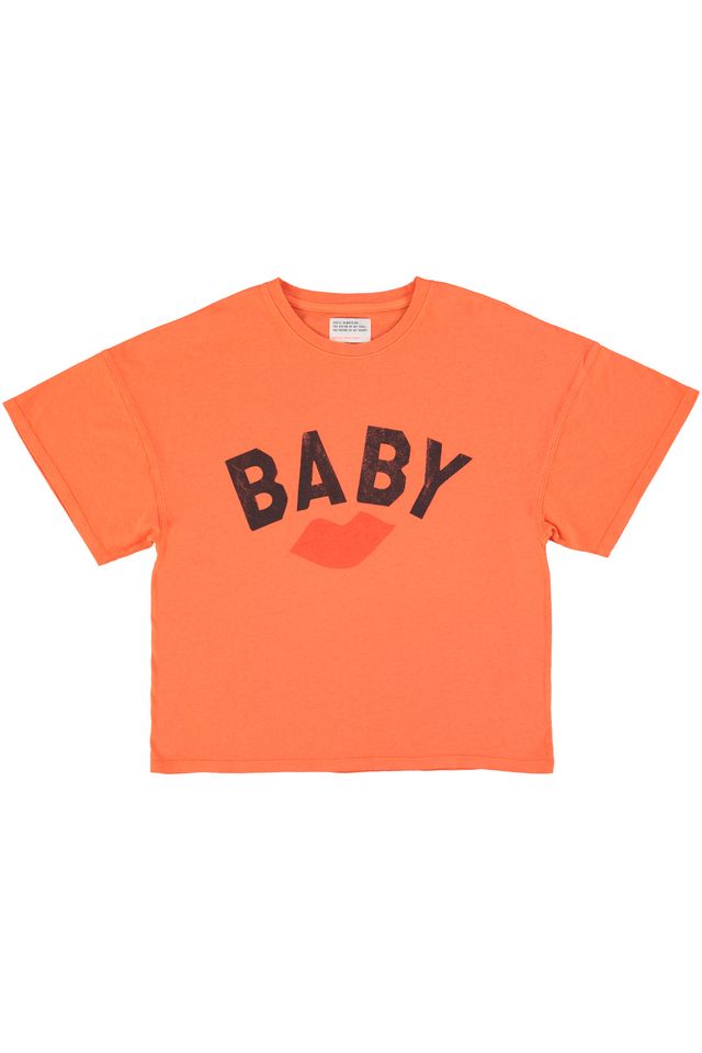 Sisters Department T-Shirt aus 100% Bio-Baumwolle in Orange mit Baby-Print