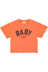 Sisters Department T-Shirt aus 100% Bio-Baumwolle in Orange mit Baby-Print