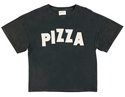 Sisters Department T-Shirt PIZZA Print, Schwarz