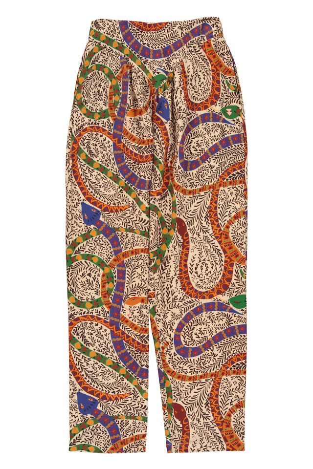 Sisters Department Hose aus gewebtem Stoff in angesagtem Multicolor-Snake-Print
