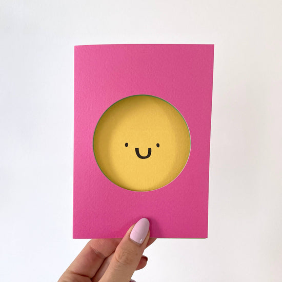Grußkarte mit Umschlag - Smiley gestanzt