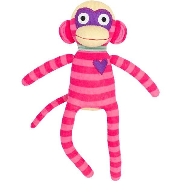 Sockenaffe 40cm von HickUps in der Variante rosa pink gestreift.