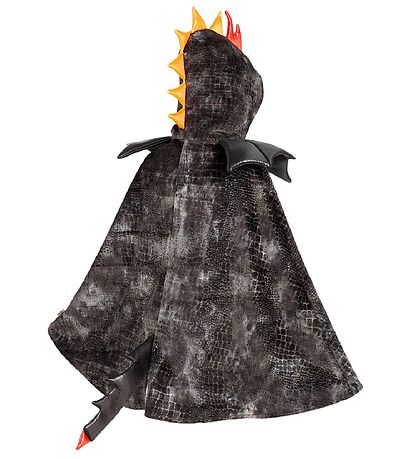 Souza Drachen Kostüm "Dragon Cape Black", schwarzer Drachen‑Umhang für Kinder mit Kapuze und Schwanz