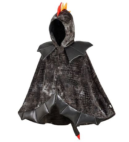 Souza Drachen Kostüm "Dragon Cape Black", schwarzer Drachen‑Umhang für Kinder mit Kapuze und Schwanz