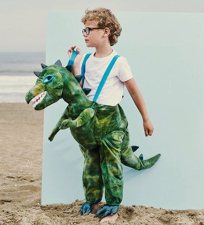 Ride-On Tyrannosaurus Kostüm von Souza für Kinder 5–6 Jahre, grüner T-Rex mit blauen Akzenten zum Reiten