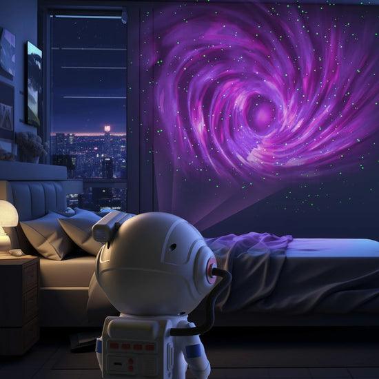 Das Stellar Light projiziert den Weltraum mittels Laserlicht ins Zimmer.