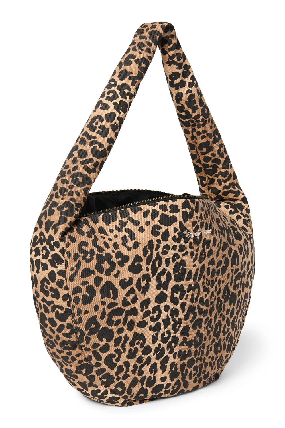 Brown Leopard Cotton Cross Body Umhängetasche aus Baumwolle mit Leo-Muster