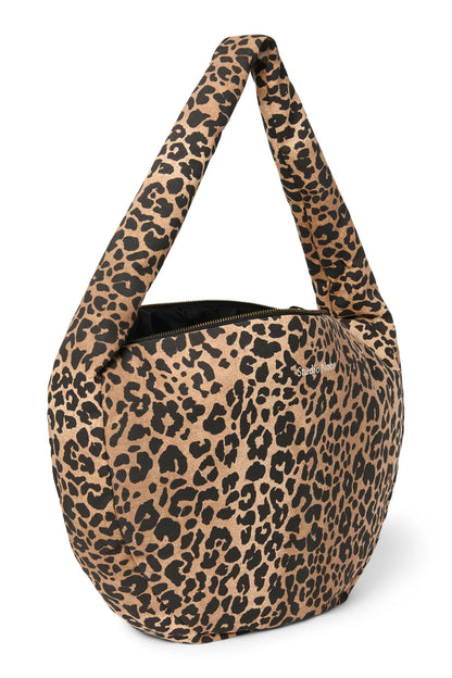 Brown Leopard Cotton Cross Body Umhängetasche aus Baumwolle mit Leo-Muster