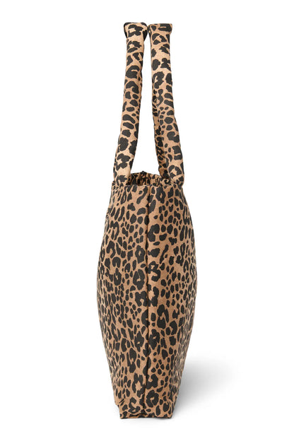 Brown Leopard Cotton Mom-Bag von Studio-Noos, große Henkeltasche aus Baumwolle mit Leo-Muster