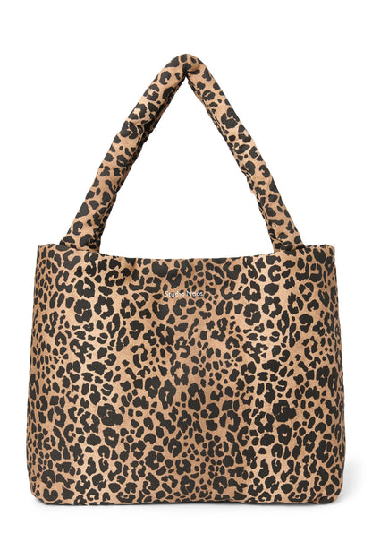Brown Leopard Cotton Mom-Bag von Studio-Noos, große Henkeltasche aus Baumwolle mit Leo-Muster