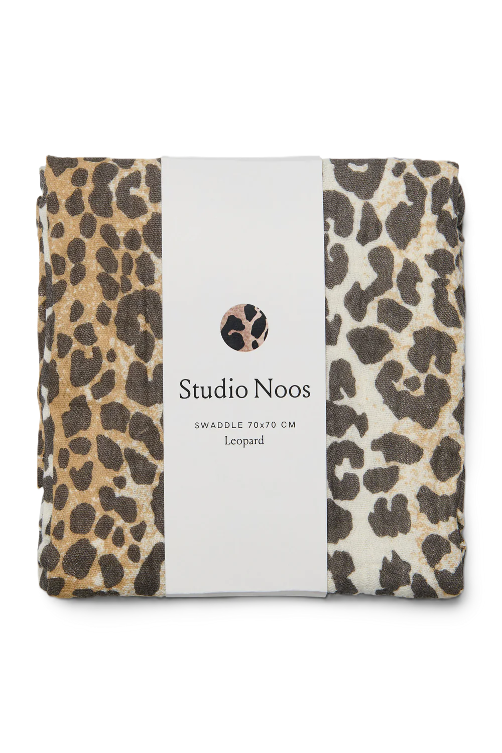 Studio Noos Swaddle 70x70 mit Leopard-Muster - vielseitig verwendbar als Spucktuch, Stilltuch, Pucktuch und Wickelunterlage.