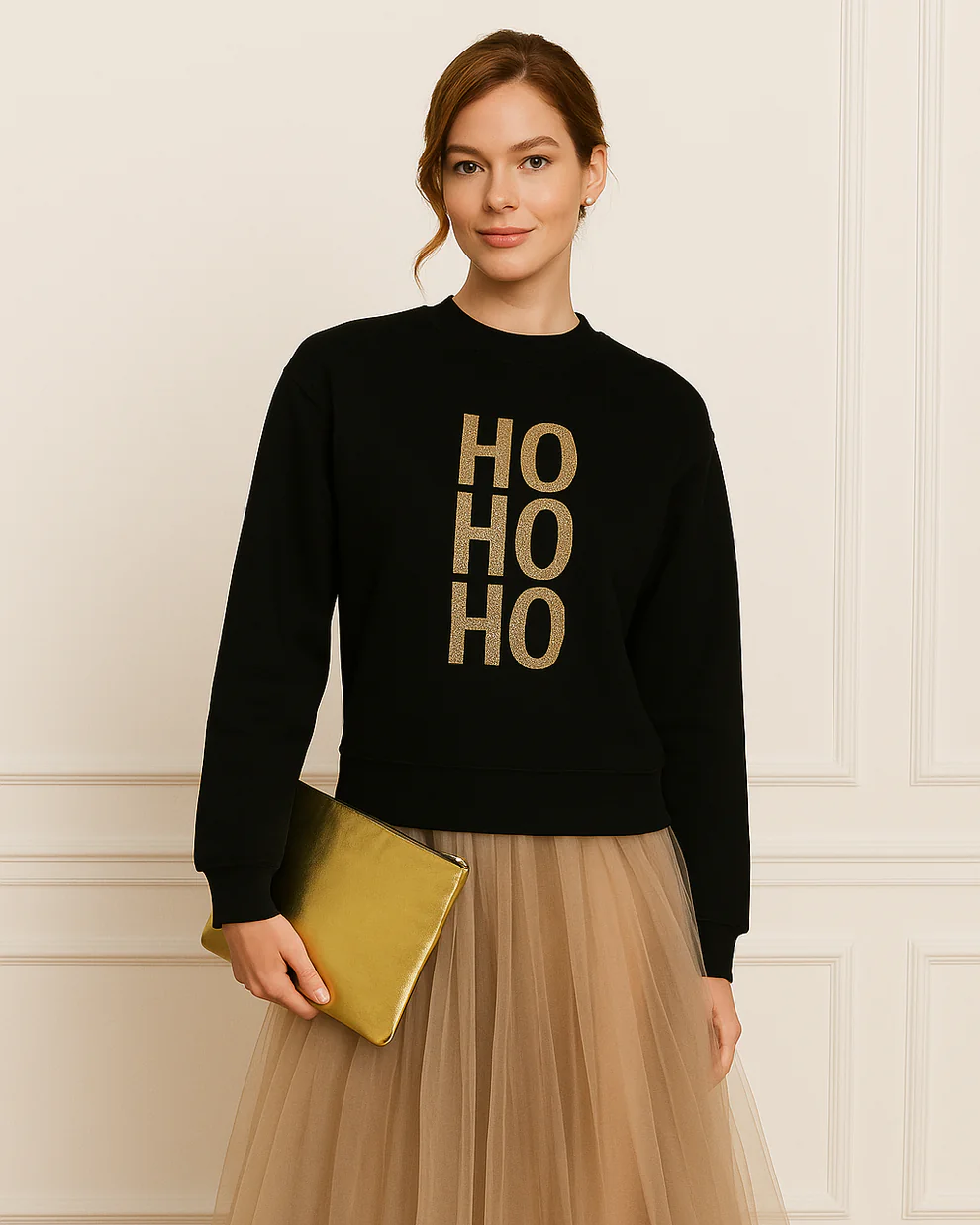 Sweatshirt Ho Ho Ho, schwarz, Damen von T.Tolein