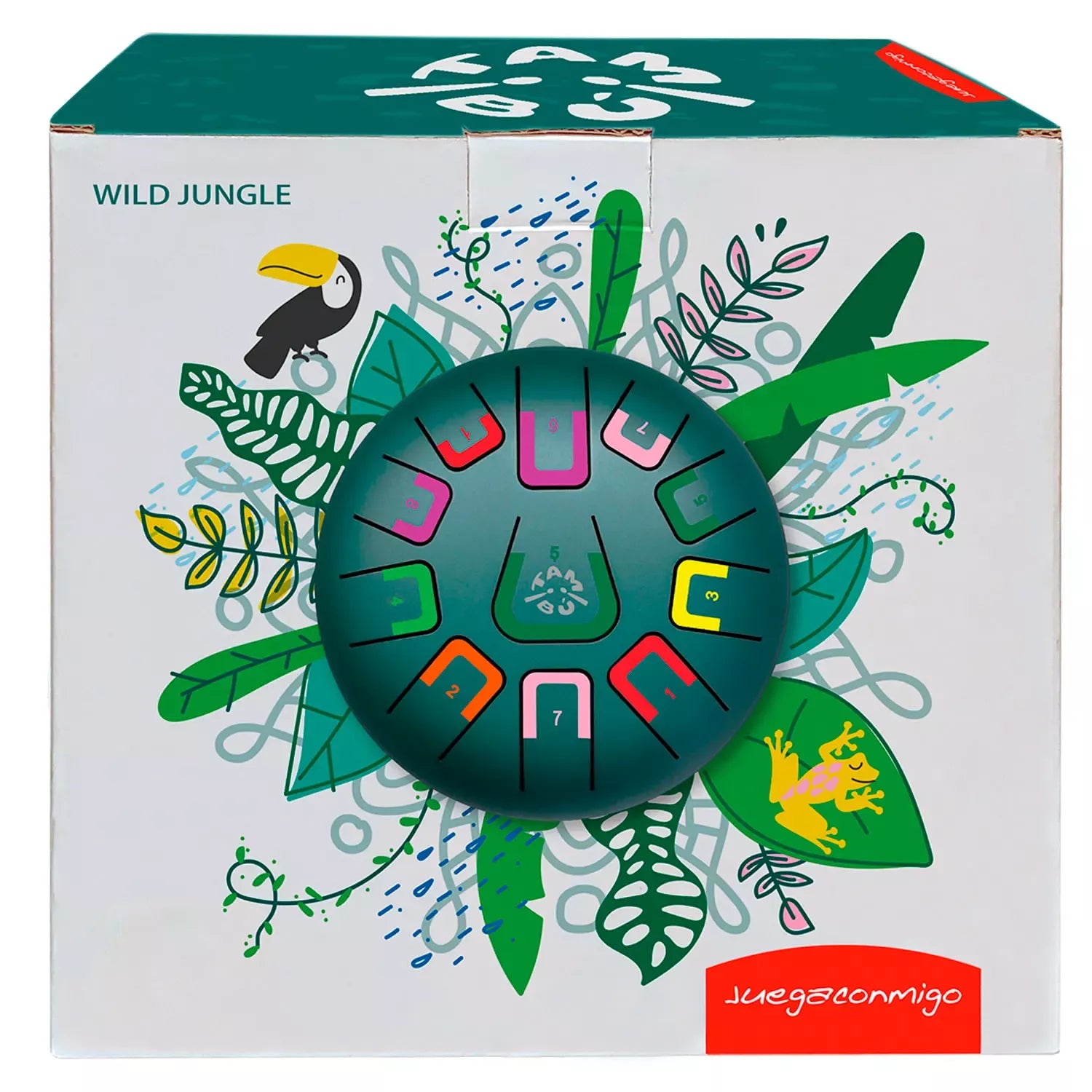 Die Zungentrommel von juegaconmigo mit Aufbewahrungstasche, Drum Sticks, Trommelstockhalter, Fingerpicks und Notenbuch zum Aufstellen. 