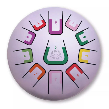 Die Zungentrommel von juegaconmigo mit Aufbewahrungstasche, Trommelstöcken, Trommelstockhalter, Fingerpicks und Notenbuch zum Aufstellen. 