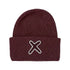 Mütze LUMI X MATCHED von UNIO Hamburg in Dark Wine aus weichem Wolle-Kaschmir-Mix mit X vorne