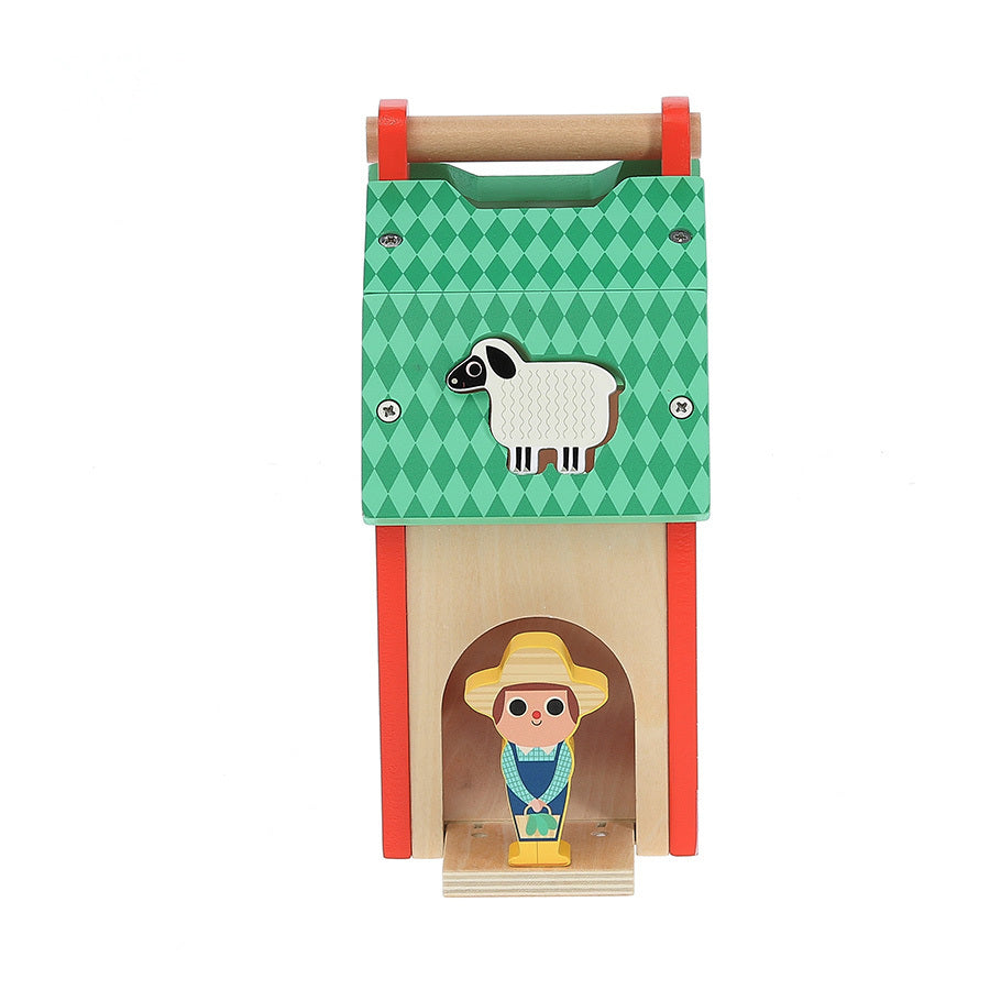 Vilac My Nice Farm Formen-Steckspiel aus Holz mit Holzfiguren