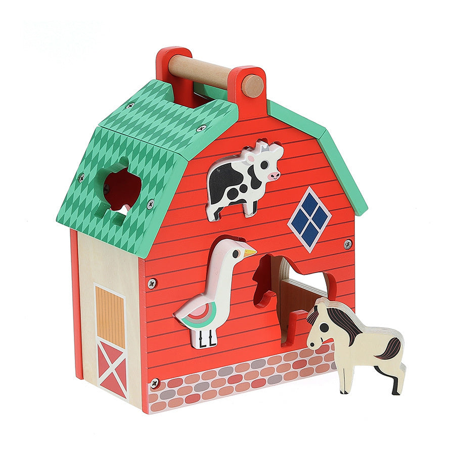 Vilac My Nice Farm Formen-Steckspiel aus Holz mit Holzfiguren