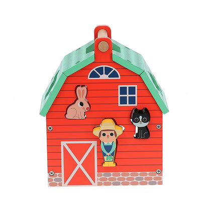 Vilac My Nice Farm Formen-Steckspiel aus Holz mit Holzfiguren