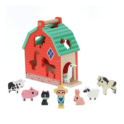 Vilac My Nice Farm Formen-Steckspiel aus Holz mit Holzfiguren