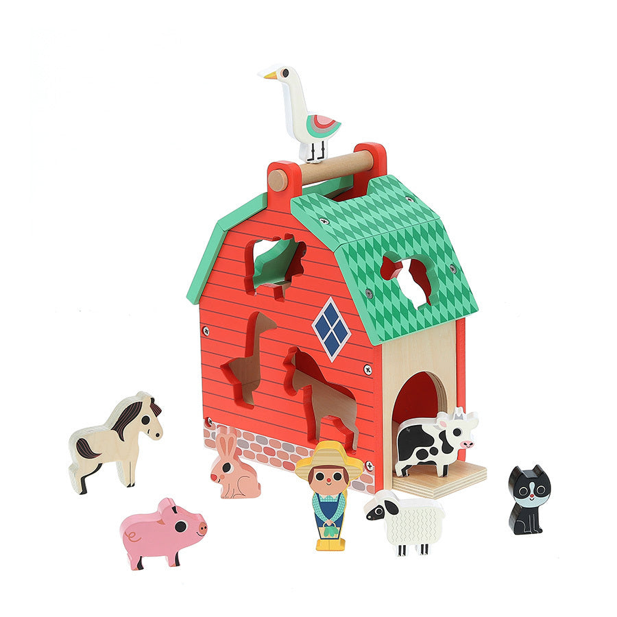 Vilac My Nice Farm Formen-Steckspiel aus Holz mit Holzfiguren