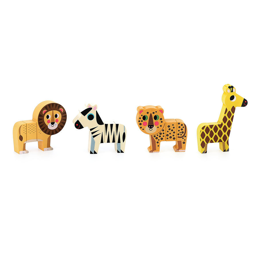 Vilac Savannentiere Lernspiel aus Holz mit magnetischen Tierfiguren zum Kombinieren
