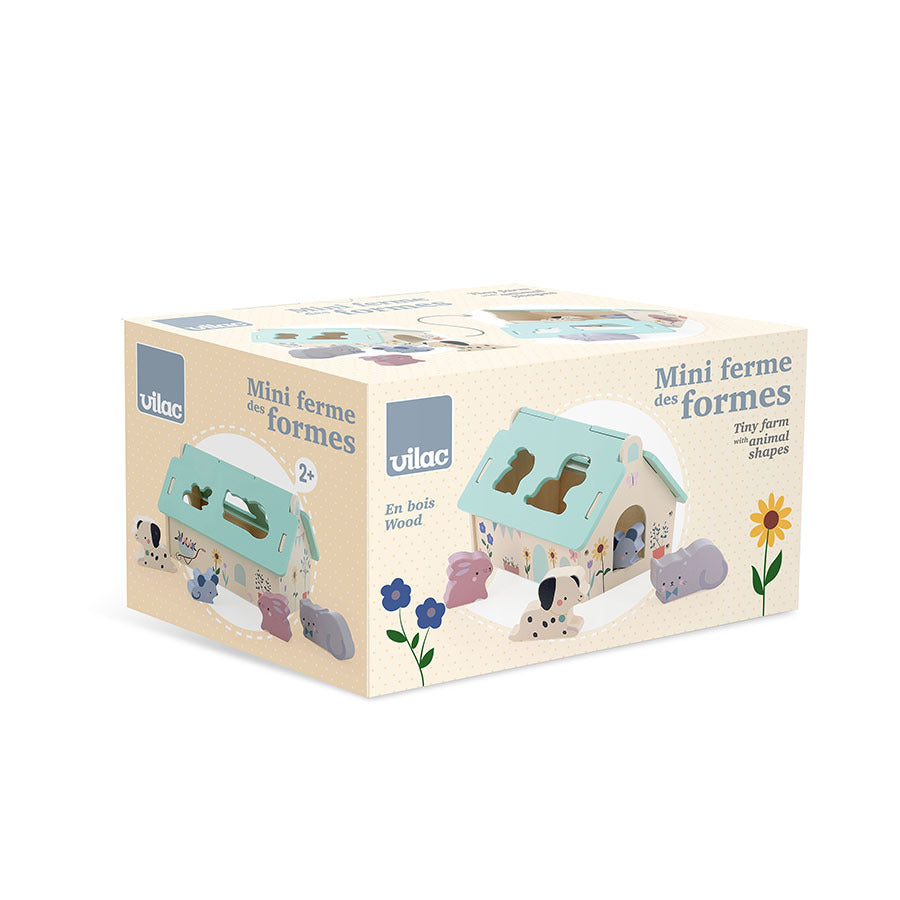 Vilac Tiny House Formen-Steckspiel aus Holz mit buntem Haus und Tierfiguren