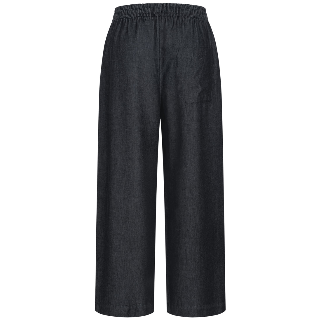 Vorderansicht: Dunkelgraue Lyocell-Hose von another brand mit elastischem Hosenbund und weitem Beinschnitt