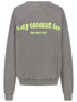 Graugrünes Sweatshirt Lazy Coconut mit Herzstickerei vorne und Print auf dem Rücken, relaxed Fit