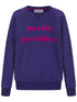 Purple Sweatshirt "no rain no rainbow" mit pinkem Flockprint, lässiger College-Look von POM AMSTERDAM