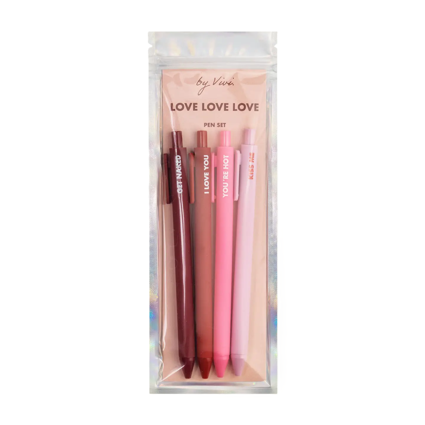 Stifte Set LOVE LOVE LOVE von byVivi mit vier bunten Kugelschreibern in transparenter Verpackung
