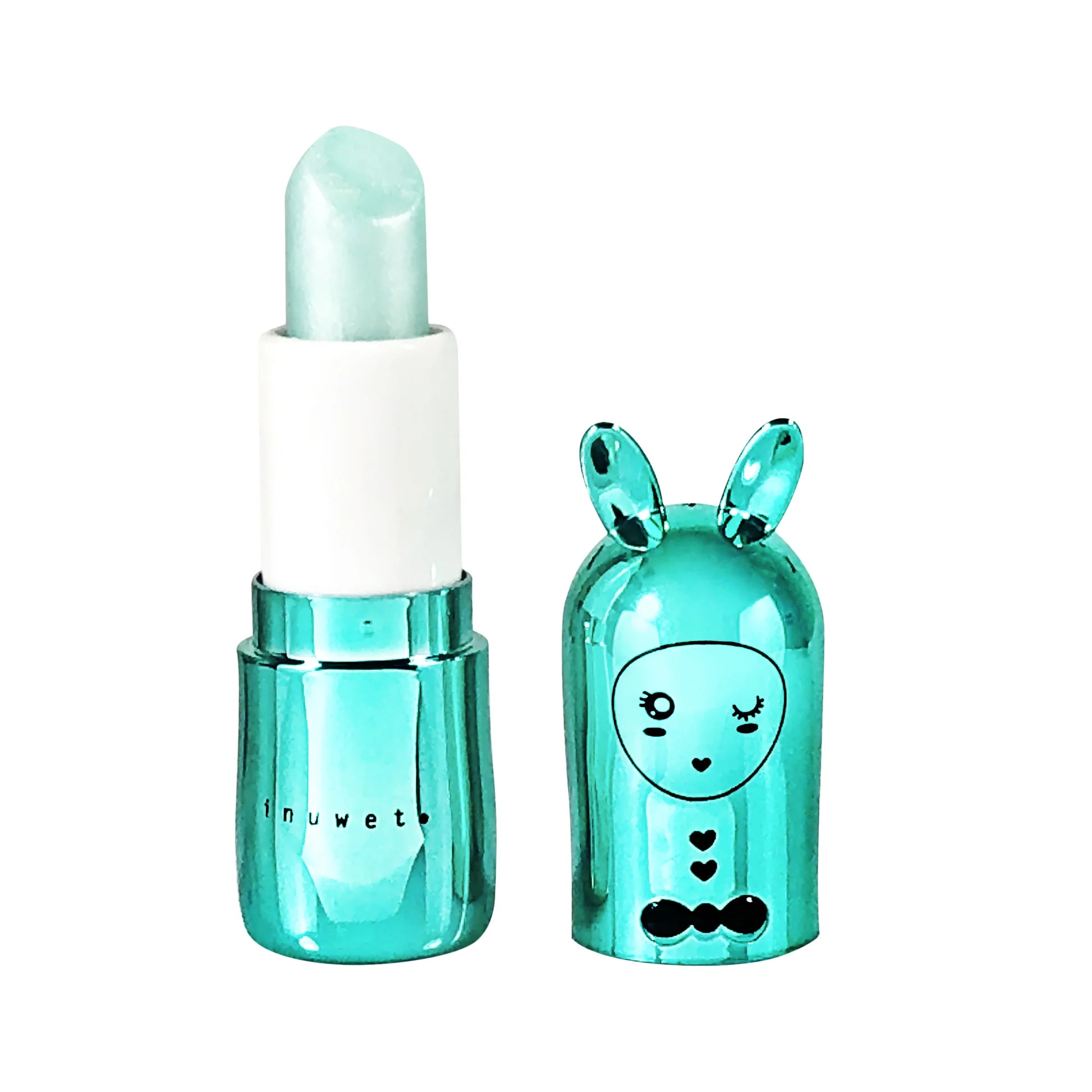 inuwet Lippenbalsam Cupcake in türkiser Metalldose mit Hasenohren und süßem Design