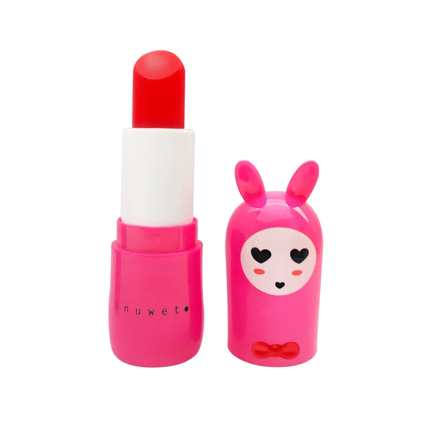 inuwet Lippenbalsam Kirsche mit pinker Verpackung, Hasenohren und süßem Design im typischen inuwet Look