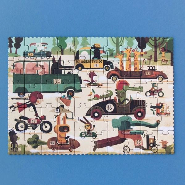 londji Pocket-Puzzle „Vroom Vroom“, 50 Teile, ab 4 Jahre, Fahrzeuge-Suchspiel für Kinder