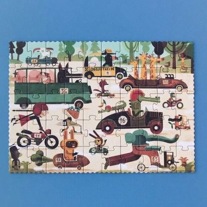 londji Pocket-Puzzle „Vroom Vroom“, 50 Teile, ab 4 Jahre, Fahrzeuge-Suchspiel für Kinder
