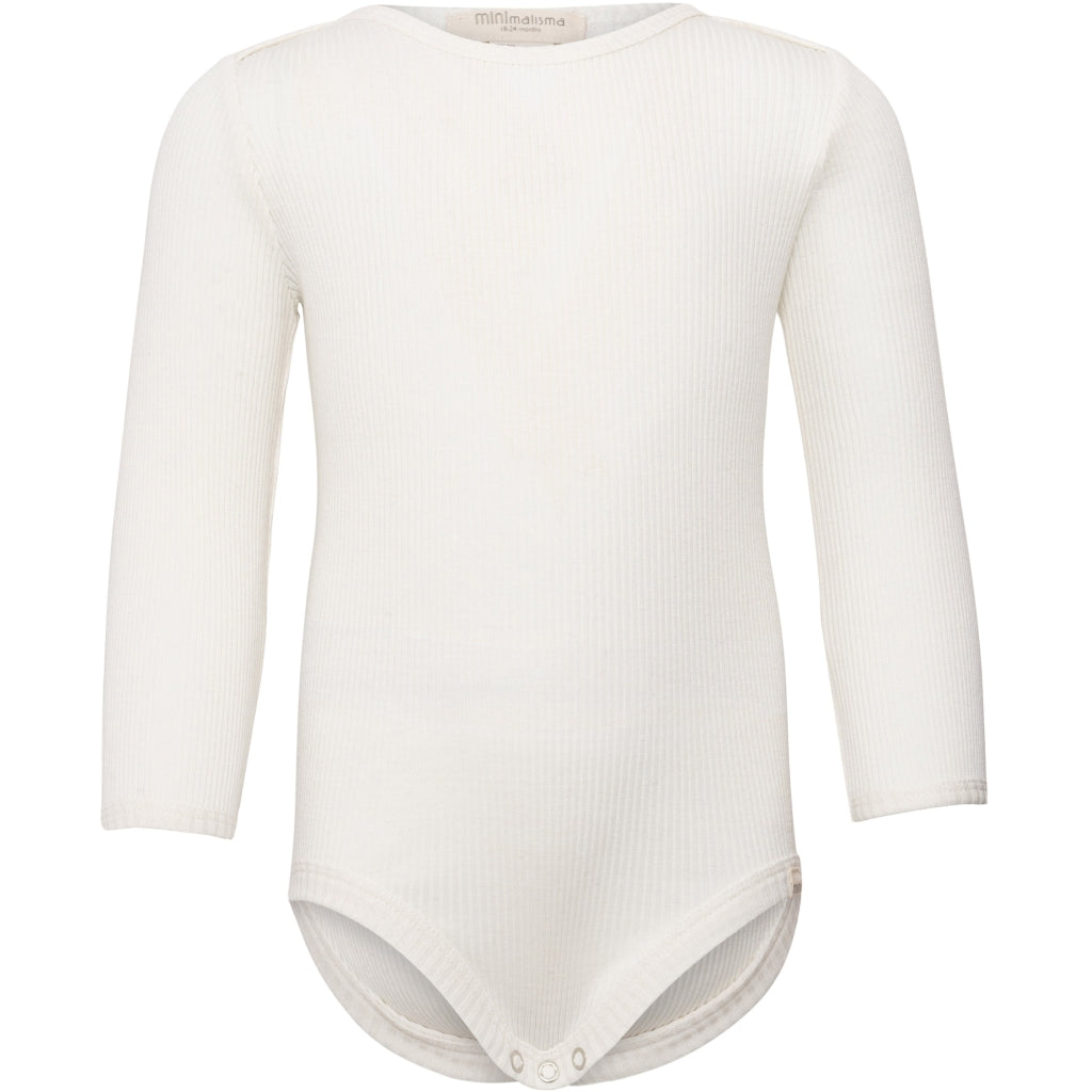 Baby-Seidenbody mit langen Ärmeln in der Farbe Cream aus beiger Seide, schlichtes und weiches Design für empfindliche Babyhaut