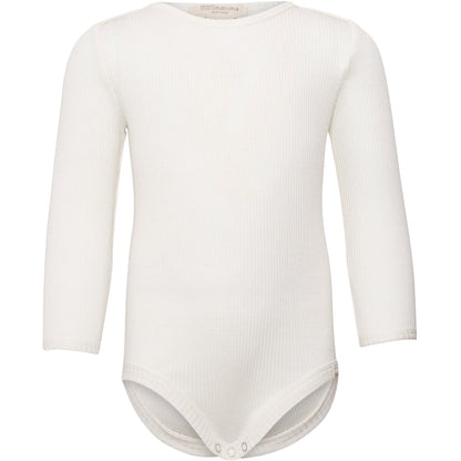 Baby-Seidenbody mit langen Ärmeln in der Farbe Cream aus beiger Seide, schlichtes und weiches Design für empfindliche Babyhaut