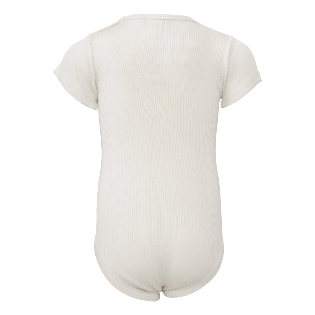Baby-Seidenbody mit kurzen Ärmeln in der Farbe Cream aus beiger Seide, schlichtes und weiches Design für empfindliche Babyhaut