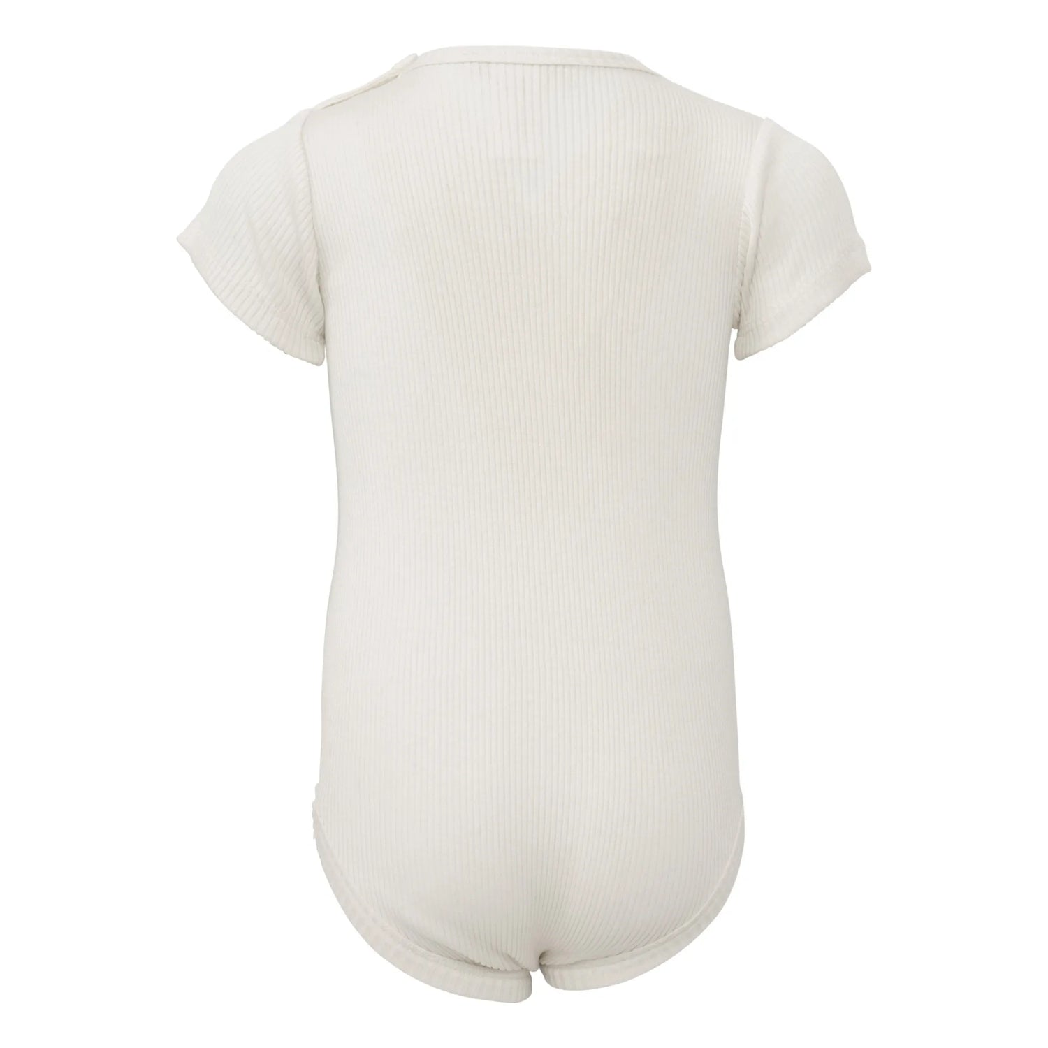 Baby-Seidenbody mit kurzen Ärmeln in der Farbe Cream aus beiger Seide, schlichtes und weiches Design für empfindliche Babyhaut