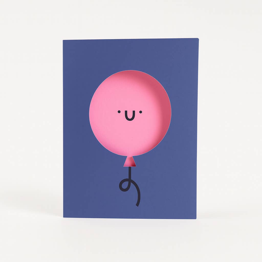 Grußkarte mit Umschlag - Luftballon gestanzt