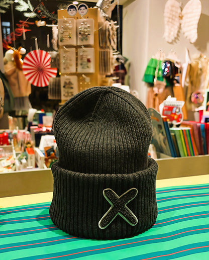 UNIO Hamburg LUMI X Matched Mütze – weiche Wintermütze, Merinowolle-Mix, Unisex, One Size, X-Detail in passender Farbe