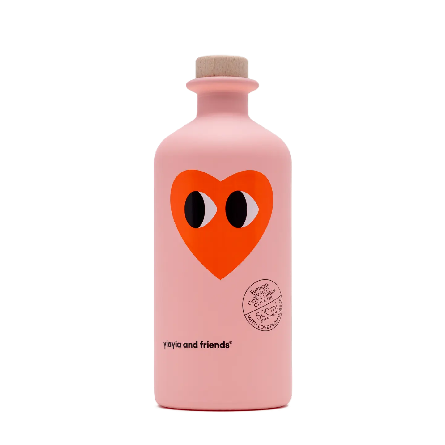 Extra natives Olivenöl in rosa Flasche mit rotem Herz, LOVE-Edition