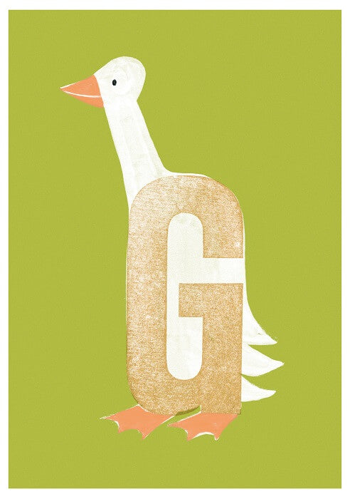 Buchstabenkarte `G`  wie Gans