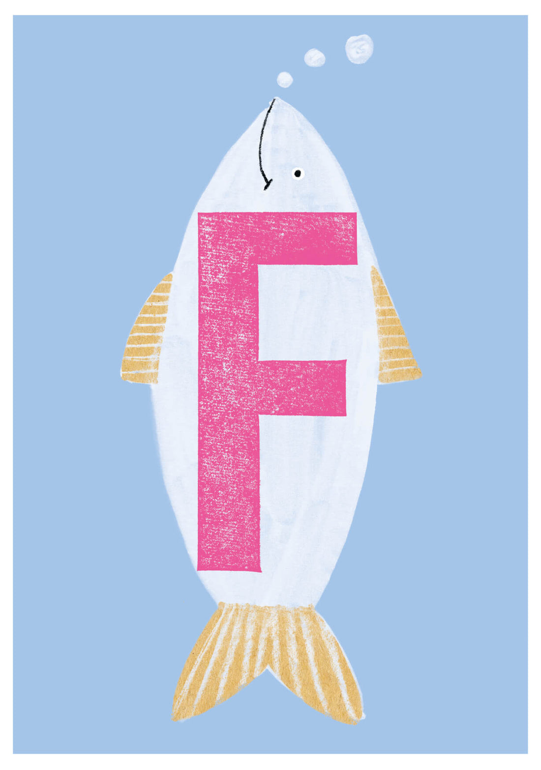Buchstabenkarte `F` wie Fisch
