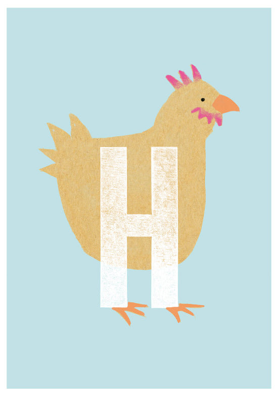 Buchstabenkarte `H`  wie Henne