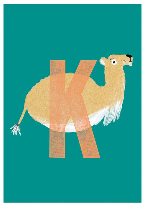Buchstabenkarte `K`  wie Kamel
